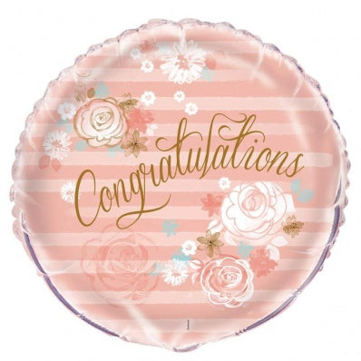 Congratulations Peach Foil Balloon (Optional Helium Inflation)
