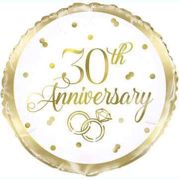 30th Wedding Anniversary Foil Balloon (Optional Helium Inflation)