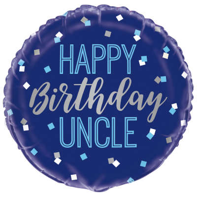 Happy Birthday Uncle Foil Balloon Blue (Optional Helium Inflation)