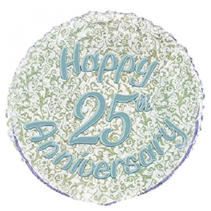 Happy 25th Wedding Anniversary Foil Balloon (Optional Helium Inflation)