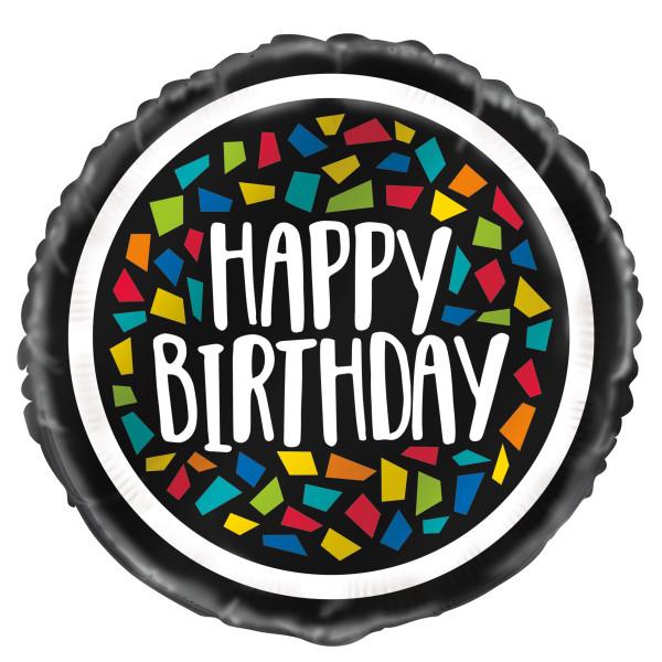 Happy Birthday Black Foil Helium Balloon (Optional Helium Inflation)