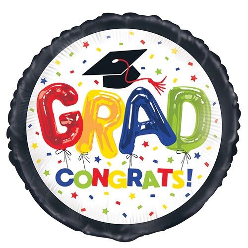 Grad Congrats Party Foil Balloon (Optional Helium Inflation)
