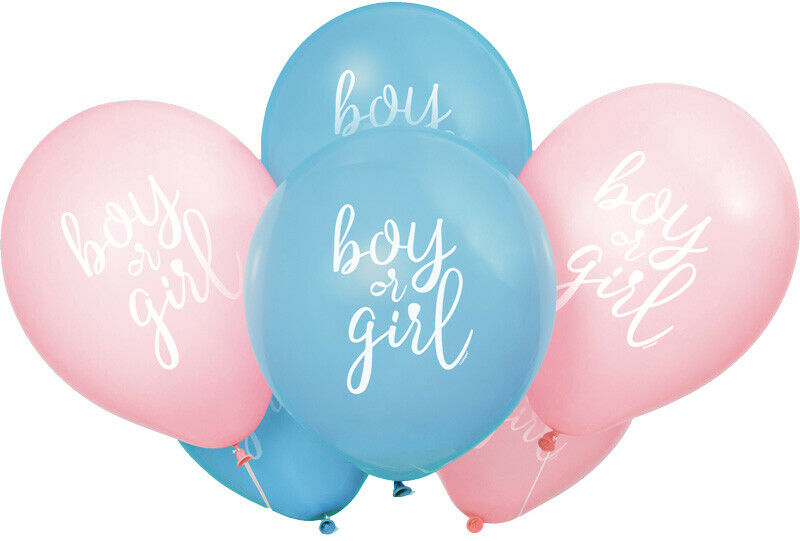 Baby Shower Gender Reveal Latex Balloons Boy Girl Pink Blue — Sweets 'n ...