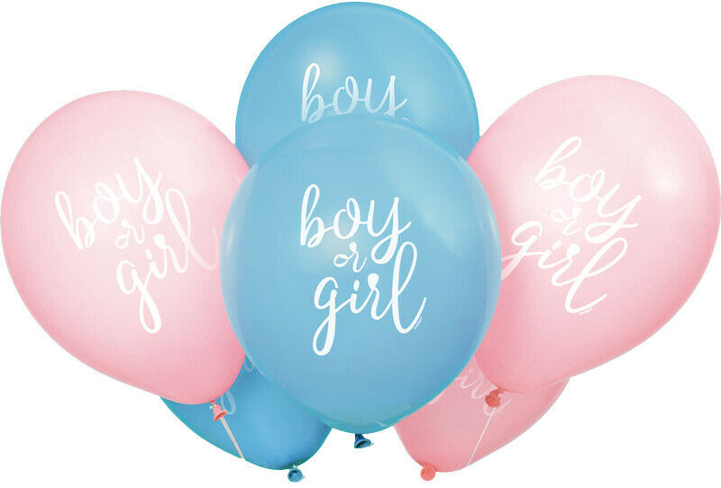Baby Shower Gender Reveal Latex Balloons Boy Girl Pink Blue