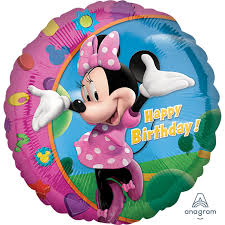 Minnie Mouse Happy Birthday Balloon - 18" Foil Helium (Optional Helium Inflation)