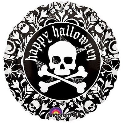 Halloween Spooky Skull And Cross bones Foil Balloon (Optional Helium Inflation)
