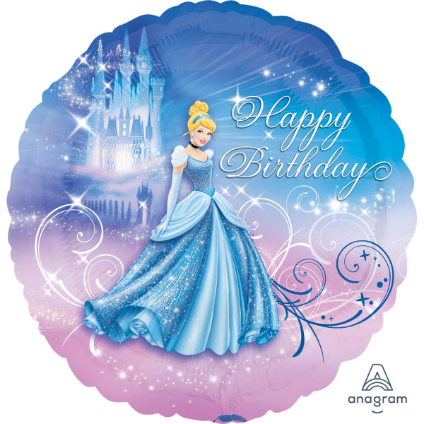 Disney's Princess Cinderella Happy Birthday Foil Helium Balloon (Optional Helium Inflation)