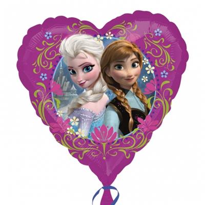 Frozen 2 Anna Elsa Heart Balloon - 18" Foil Helium (Optional Helium Inflation)