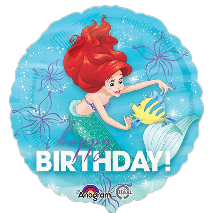 Disney's Little Mermaid Ariel Happy Birthday Foil Helium Balloon (Optional Helium Inflation)