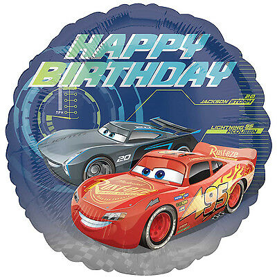 Cars Balloon Happy Birthday - 18" Foil Helium (Optional Helium Inflation)