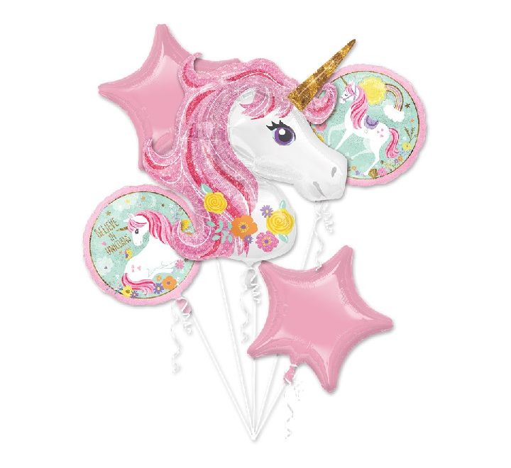 Magical Unicorn Foil Balloon Bouquet (Optional Helium Inflation)