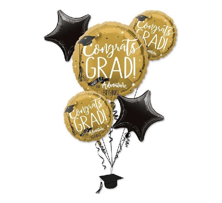 Graduation Foil Balloon Bouquet (Optional Helium Inflation)