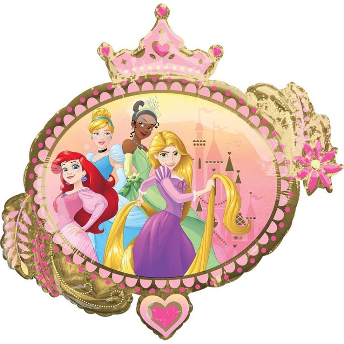 Disney Princess Crown and Hearts SuperShape Helium Filled Foil Balloon - 34" (Optional Helium Inflation)
