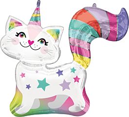 Rainbow Cat SuperShape Foil Balloon 31" (Optional Helium Inflation)