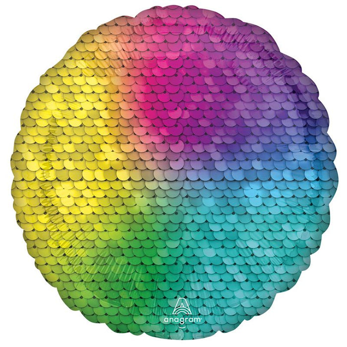 Rainbow Sequins Foil Balloon (Optional Helium Inflation)