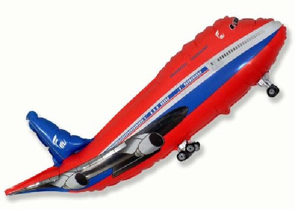 Red Aeroplane Shaped Foil Balloons 30"(Optional Helium Inflation)