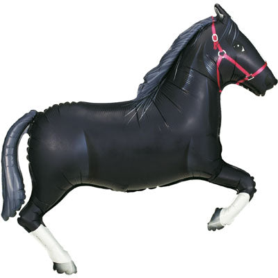 Black Horse Supersize Helium Filled Balloon - 34" Foil (Optional Helium Inflation)