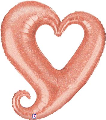 Rose Gold Chain of Hearts Helium Filled Foil Balloon 37" (Optional Helium Inflation)