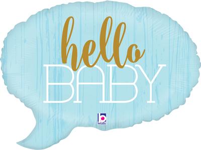 Hello Baby Blue SuperShape Foil Balloon (Optional Helium Inflation)