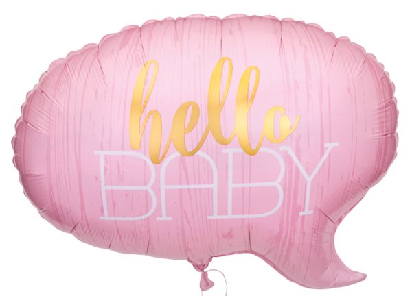Hello Baby Pink Super Shape Foil Balloon (Optional Helium Inflation)