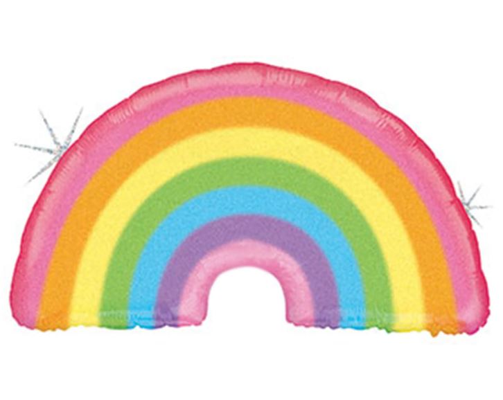 Glitter Pastel Rainbow SuperShape Foil Balloons 36" (Optional Helium Inflation)