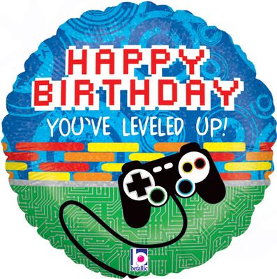 Game Controller Happy Birthday Foil Balloon (Optional Helium Inflation)