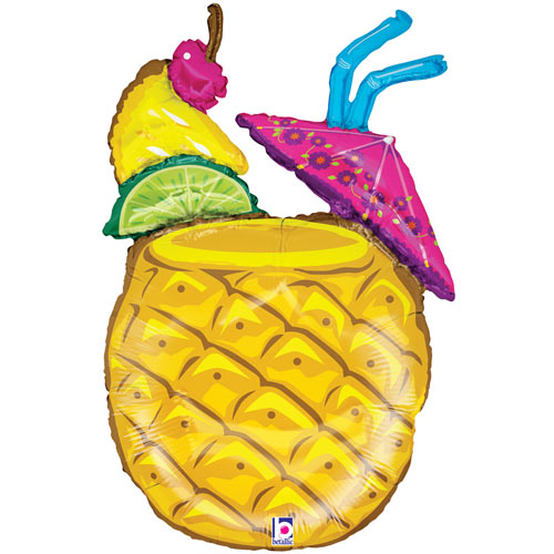 Pineapple Tropical Drink Supersize Helium Filled Balloon - 37" Foil (Optional Helium Inflation)