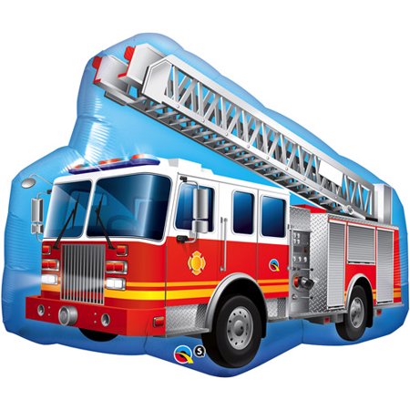 Fire Engine Large Foil Balloons 36" (Optional Helium Inflation)