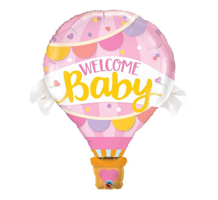 Welcome Baby Pink SuperShape Foil Balloon (Optional Helium Inflation)