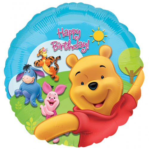 Disney's Winnie the Pooh Happy Birthday Balloon - 17" Foil Helium (Optional Helium Inflation)