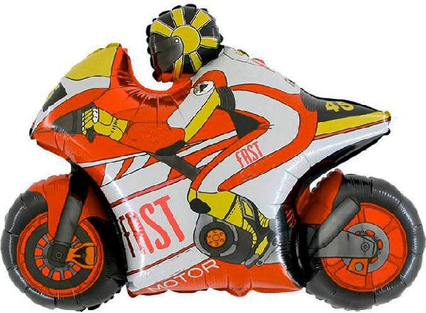 Red Motor Bike Shaped Foil Balloons 30"(Optional Helium Inflation)