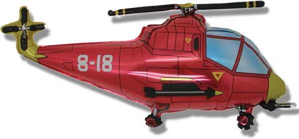 Red Helicopter Shaped Foil Balloons 30"(Optional Helium Inflation)