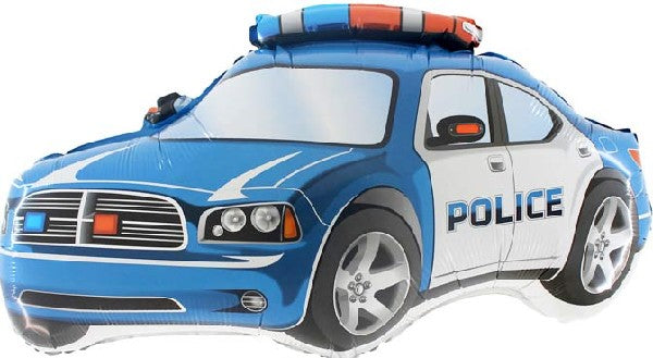 Police Car Shaped Foil Balloons 31"(Optional Helium Inflation)