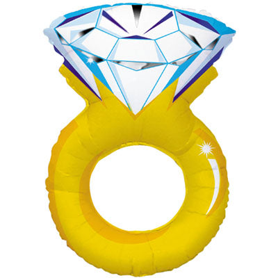 Diamond Wedding Ring Large Shape Foil Balloon (Optional Helium Inflation)