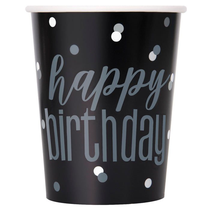 Happy Birthday Black Glitz Paper Cups