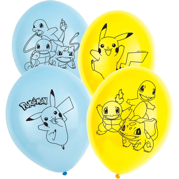 Pokémon Latex Balloons 6 Pack - Optional Helium inflation