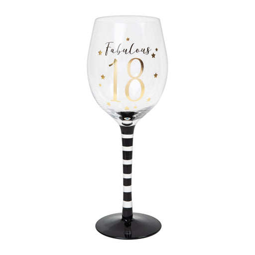 18th Birthday Black and Gold Stem Wine Glass With - 18 - Sweets 'n' Things