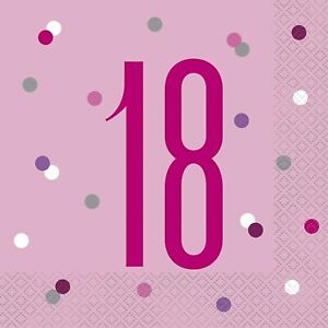 18th Birthday Glitz Pink Paper Napkins