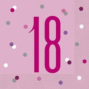 18th Birthday Glitz Pink Paper Napkins - Sweets 'n' Things