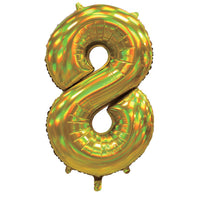 Gold Iridescent Number 8 Giant Foil Balloon 30" (Optional Helium Inflation)