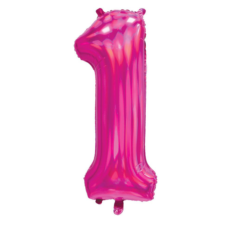Pink Iridescent Number 1 Giant Foil Balloon 30" (Optional Helium Inflation)