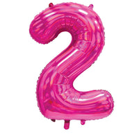 Pink Iridescent Number 2 Giant Foil Balloon 30" (Optional Helium Inflation)