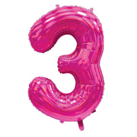 Pink Iridescent Number 3 Giant Foil Balloon 30" (Optional Helium Inflation)