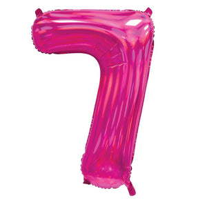 Pink Iridescent Number 7 Giant Foil Balloon 30" (Optional Helium Inflation)