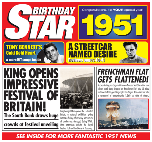 Birthday Star 1951 CD Music Greeting Card Special Year