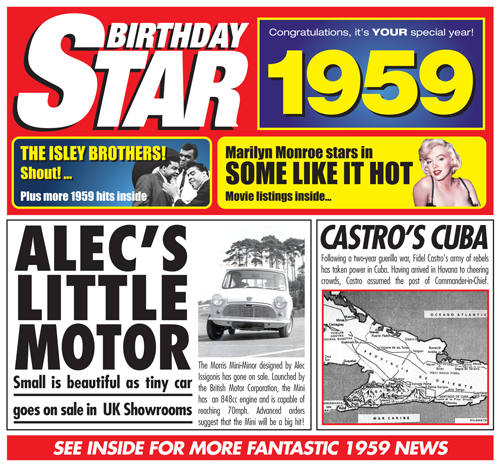 Birthday Star 1959 CD Music Greeting Card Special Year