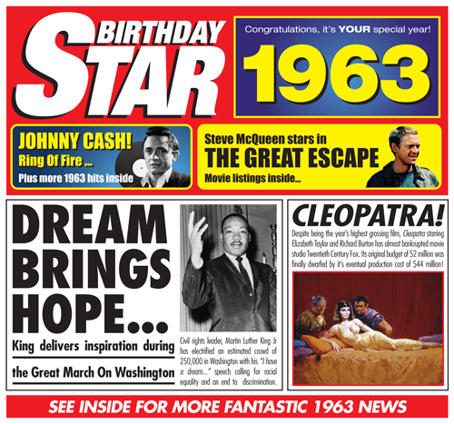 Birthday Star 1963 CD Music Greeting Card Special Year
