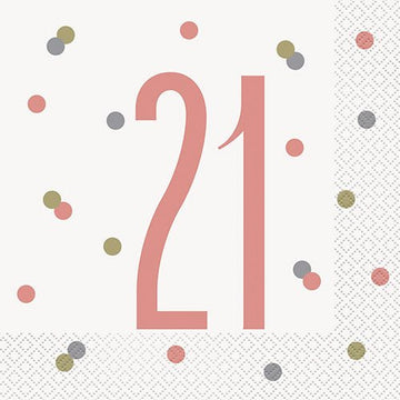 21st Birthday Glitz Rose Gold Paper Napkins