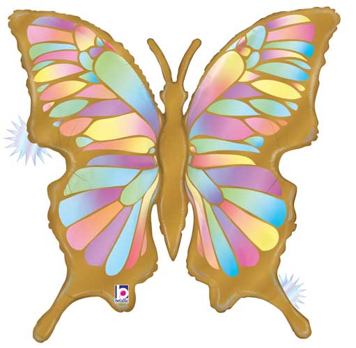 Opal Butterfly 30″ Foil Balloon (Optional Helium Inflation)