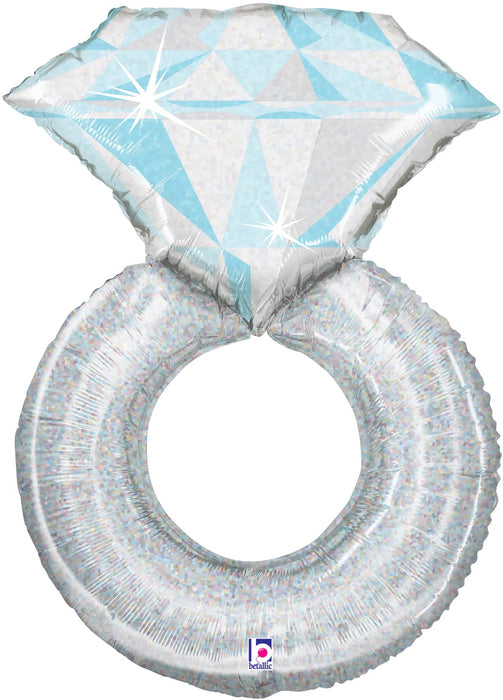 Platinum Wedding Ring Large Shape Foil Balloon (Optional Helium Inflation)
